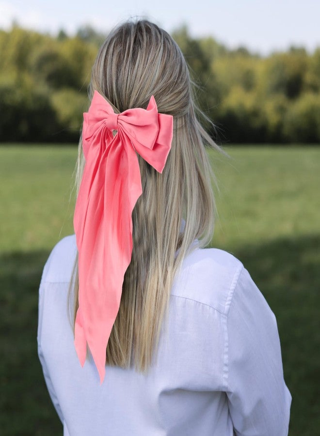 KICOSY 4 Pack Large Satin Bow Hair Clips - Vibrant Red, Pink, Light Pink & Hot Pink, Stylish Hair Accessories for Galentine, Valentine's Day & Daily Looks - Image 2